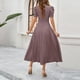 thumbnail image 4 of Vestido largo de manga corta para mujer: vestido de invitada de boda con cuello en V y mangas abullonadas, vestido de noche formal de cintura alta, tallas S-XL, 4 of 7