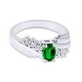 thumbnail image 2 of Oval Shape Natural Diamond And Simulated Emerald In 14K White Gold Over 925 Sterling Silver Ring Size 12, 2 of 4
