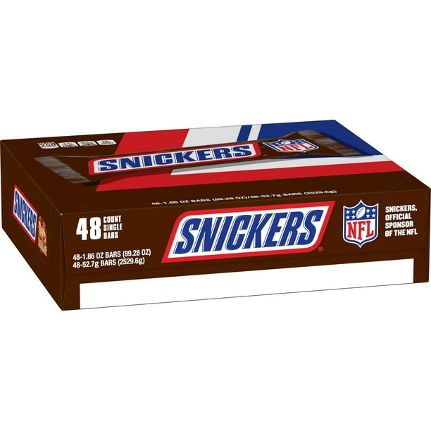 SNICKERS Singles Size Chocolate Candy Bars 1.86-Ounce Bar 48-Count Box ...