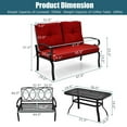 thumbnail image 2 of Gymax 2PCS Patio Loveseat & Table Set Conversation Sofa Set w/ Red Cushions, 2 of 9