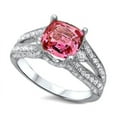 thumbnail image 2 of Dreamofdazzles Jewels 14K White Gold Plated 2.20 Ct Cushion Cut Pink Sapphire & Diamond Wedding Engagement Thanksgiving Christmas Halo Ring 925 Sterling Silver For Women's -9, 2 of 3