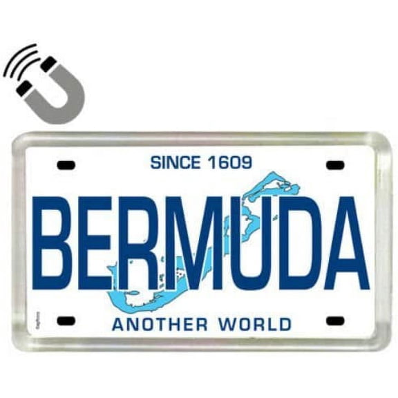 Bermuda Caribbean License Plate Acrylic Small Fridge Collector's Souvenir Magnet 2 inches X 1.25 inches