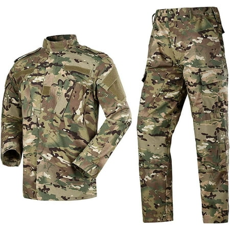 Men s Tactical Jacket and Pants Military Camo Hunting ACU Uniform 2PC Set Army Multicam Apparel Suit