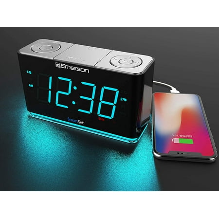 Emerson SmartSet Alarm Clock Radio with Bluetooth Speaker, Charging