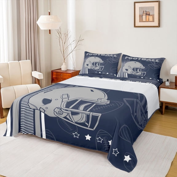 jejeloiu American Rugby Football Twin Sheet Sets,Boys Ball Games Bedding For Kids 3-Piece