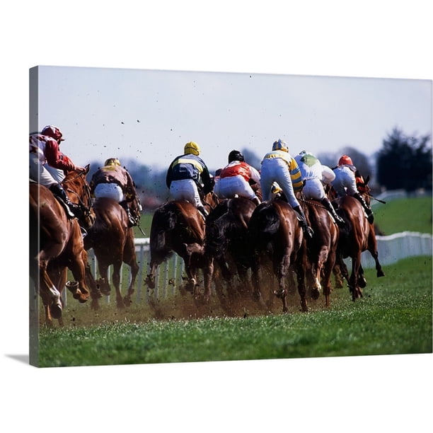Great Big Canvas Horse Racing Rear View Of Horses Racing Canvas Wall Art Walmart Com Walmart Com