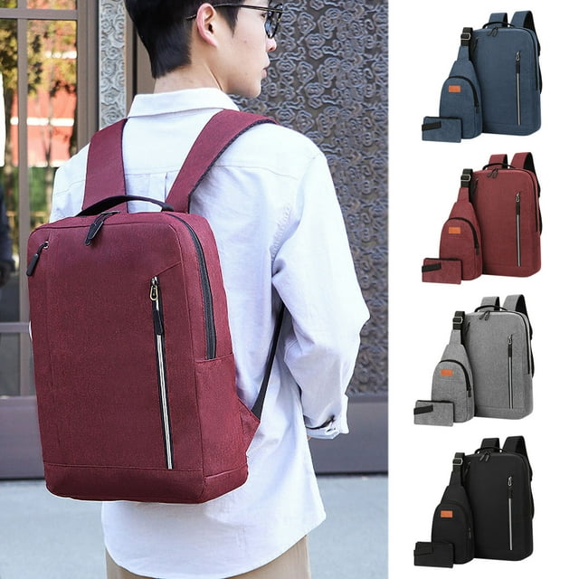 Amzcrzy Storage and Organization A Knapsack New Three Piece Backpack Usb Charging Business Computer Bag Men'S Multi Functional Student Large Capacity Book Bag Home Storage Organization and Storage
