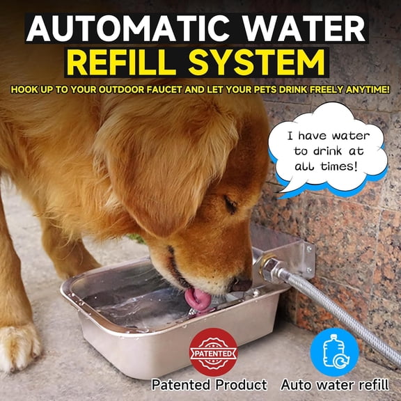 Automatic Water Dispenser for Dogs, 3L Stainless Steel Pet Water Feeder with Anti-Tip Design