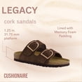 thumbnail image 6 of Cushionaire Legacy Cork Footbed Leather Sandals for Women – Genuine Leather Double Strap Slides with Adjustable Buckles + Memory Foam, 6 of 12