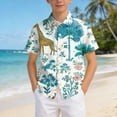 thumbnail image 2 of KPOPLK Boys Kids Shirt Short Sleeve Button Down T-Shirts Hawaiian Tropical Summer Beach Tee Camp Collar Tops with Pocket Size 13-14 Years,Light Blue, 2 of 6