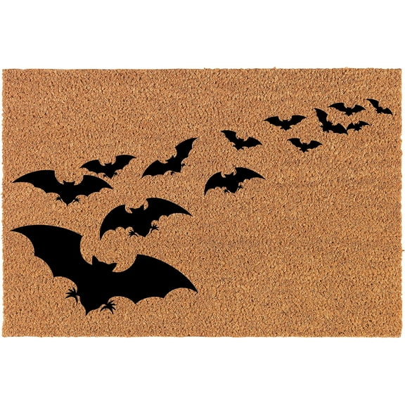 Welcome Doormat Natural Door Mat Halloween Bat Colony 16x24 inch