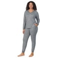 thumbnail image 3 of Aria Women’s Brushed Jersey V-Neck Long Sleeve and Jogger 2pc Sleepwear Set, Sizes XS-4X, 3 of 8