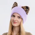 thumbnail image 2 of Generic Beanie Hat for Women Cute Cat Ear Beanie Winter Hat with Horns Beanie Hats Knit Cuffed Warm Ski Caps Women's Elastic Knitting Cold Hat Ski Hat Warm Hat, 2 of 5