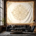 thumbnail image 6 of Golden Mandala with Scrollwork on Ivory Background, Mystical Vintage for Boho Decor Lovers, Elegant Ornamental Wall Art, Housewarming Gift, Tapestry Wall Hanging for Bedroom and Living Room, 6 of 7