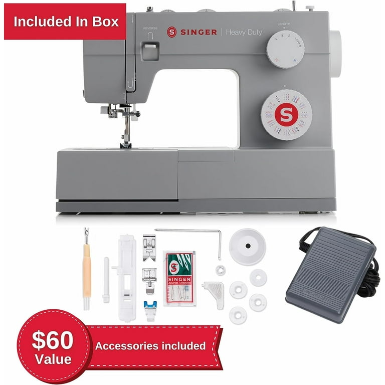 SINGER Sewing 4432 Heavy Duty Extra-High Speed Sewing Machine with Metal  Frame and Stainless Steel Bedplate & Singer 10-Pack Regular Point Machine  Needles Assor…