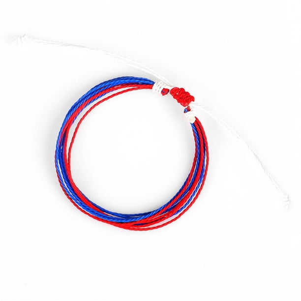 Qarigey Brazalete de Cuerda Cuerda de Mano Ajustable para Niñas Adolescentes Azul Oscuro+Naranja azul oscuro + naranja 50Conjunto