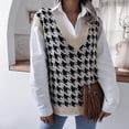 thumbnail image 1 of 2022 Otoño/Invierno europeo y americano cuello en V pata de gallo Casual suelto tejido chaleco suéter chaleco transfronterizo ropa de mujer LingWen 9024715785022, 1 of 1