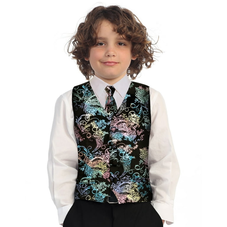 Gilet De Costume Et Nœud Papillon Brandon Michaels – Motif Paisley – Taille Garçon Small
