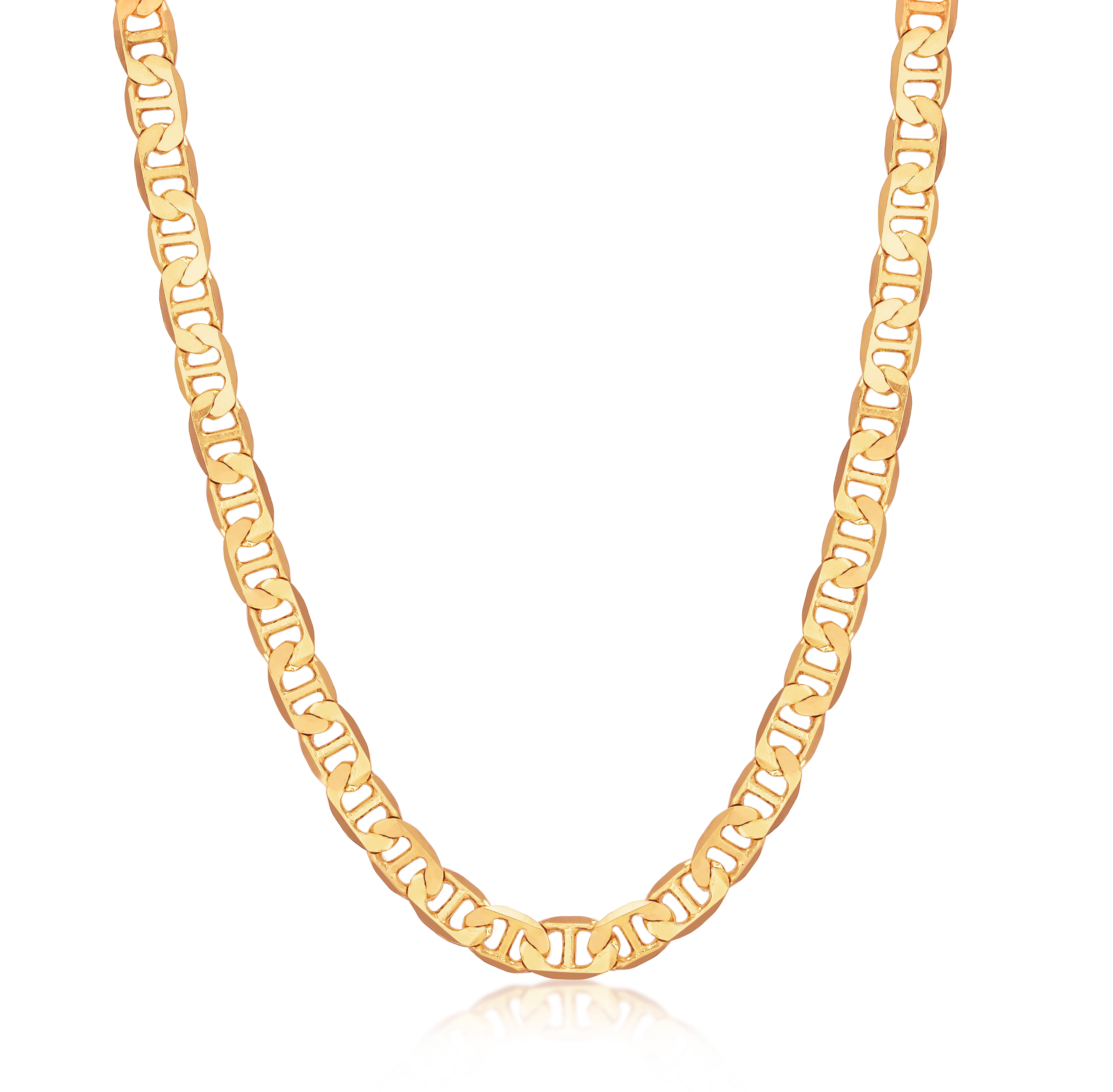 Peermont 18k Gold Plated Flat Mariner 8MM Chain Necklace 24"