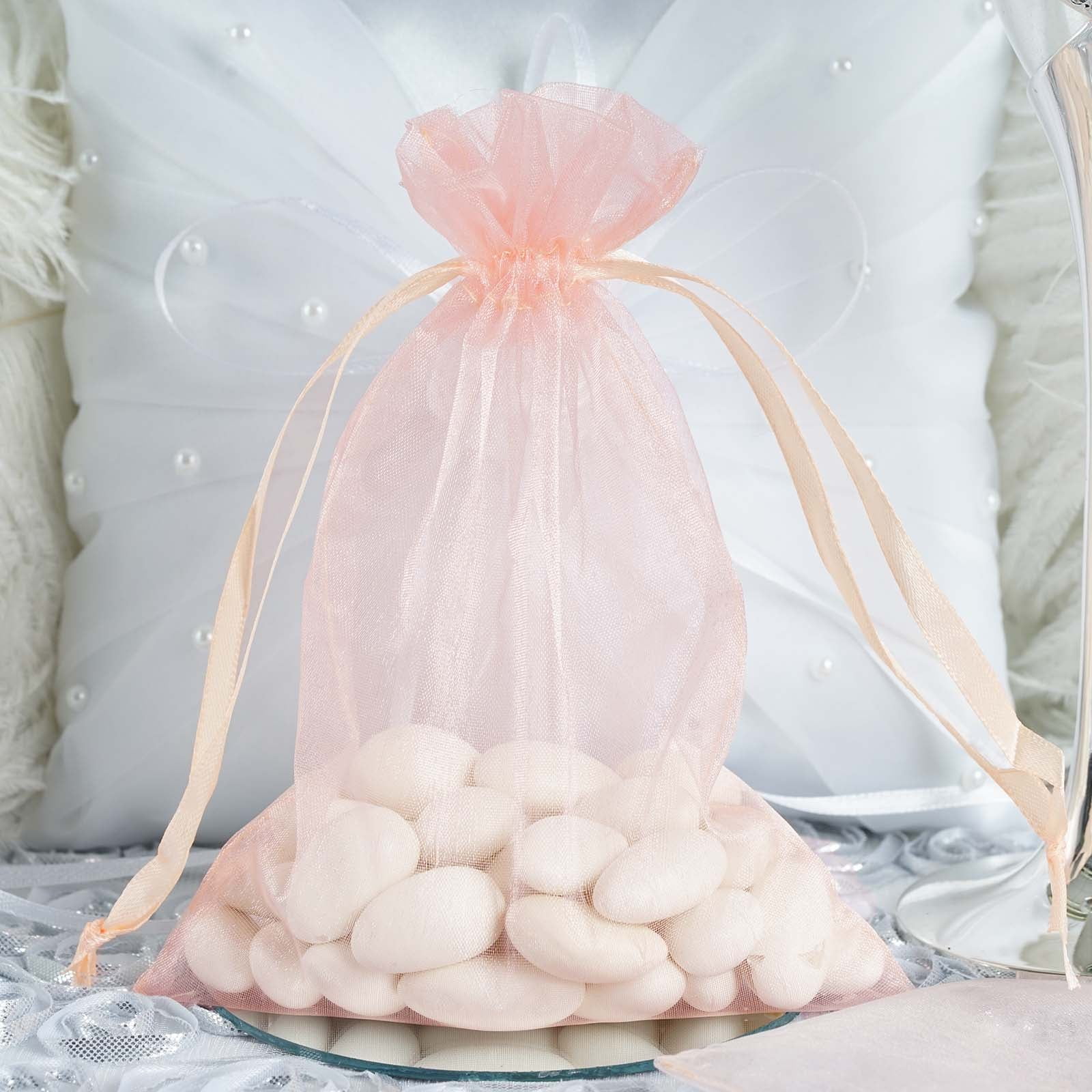 New 50Pcs Rose&Gold Organza Party Wedding Favor Candy Bag Gift Bag Pouches 3Size 