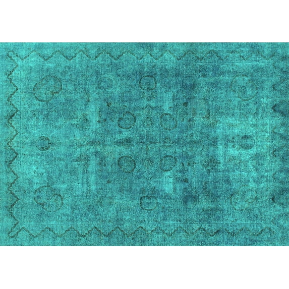 Ahgly Company Indoor Rectangle Abstract Turquoise Blue Modern Area Rugs, 3' x 5'