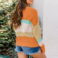 thumbnail image 6 of Black and Friday Deals 50% Off Clear! asdoklhq Womens Plus Size Clearance,Stripes Patchrk Long Sleeves Casual Sweater Blouse Tops, 6 of 9