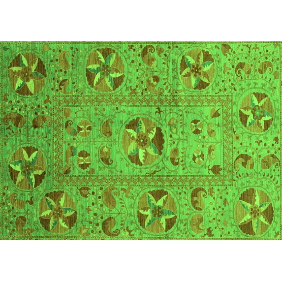 Ahgly Company Indoor Rectangle Abstract Green Modern Area Rugs, 4' x 6'