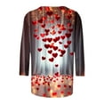 thumbnail image 4 of Women's Valentine's Day Shirts Loose 3/4 Sleeve Heart Print T-Shirt Loose Blouses Crew Neck Three-quarter Sleeve Pullover Top, 4 of 5