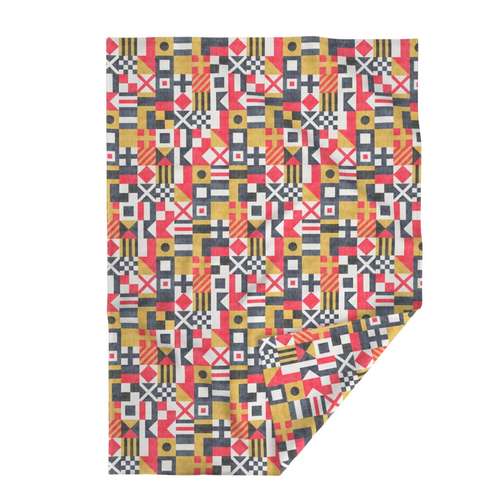 Luxe Velvet Throw Blanket, 50" x 70" Small Scale Vintage Maritime Flags Patchwork Nautical