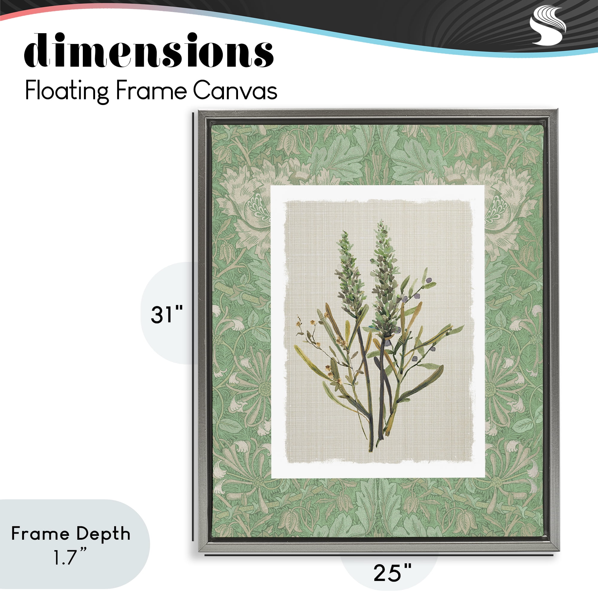 Stupell Industries Antique Foliage in Green Gray Framed Floater Canvas Wall Art, design by Carol Robinson