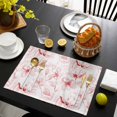 thumbnail image 3 of Pink Flower Placemats Set of 8, Watercolor Floral Botanical Line Drawing Print Placemats for Dining Table, Place Mats for Kitchen Tabletop, Waterproof Wipeable Dining Table Mats Set, 3 of 9