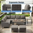 thumbnail image 3 of Bellefurn Outdoor Patio Conversation Set,7 Piece Wicker Outdoor Furniture Set with Swivel Glider Chair Set of 2,Sectional Sofa ,Coffee Table and Ottomans for Porch Balcony Garden Deck Yard, 3 of 13