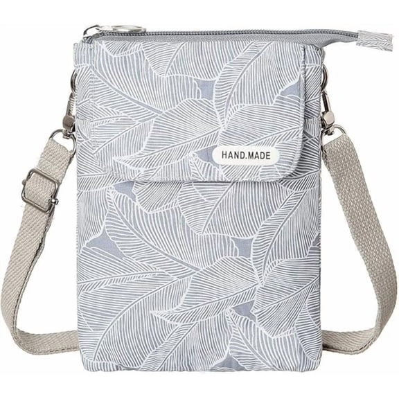 KXF Leaf Pattern Canvas Cell Phone Purse Wallet Lightweight Small Crossbody Purse Bags for Women