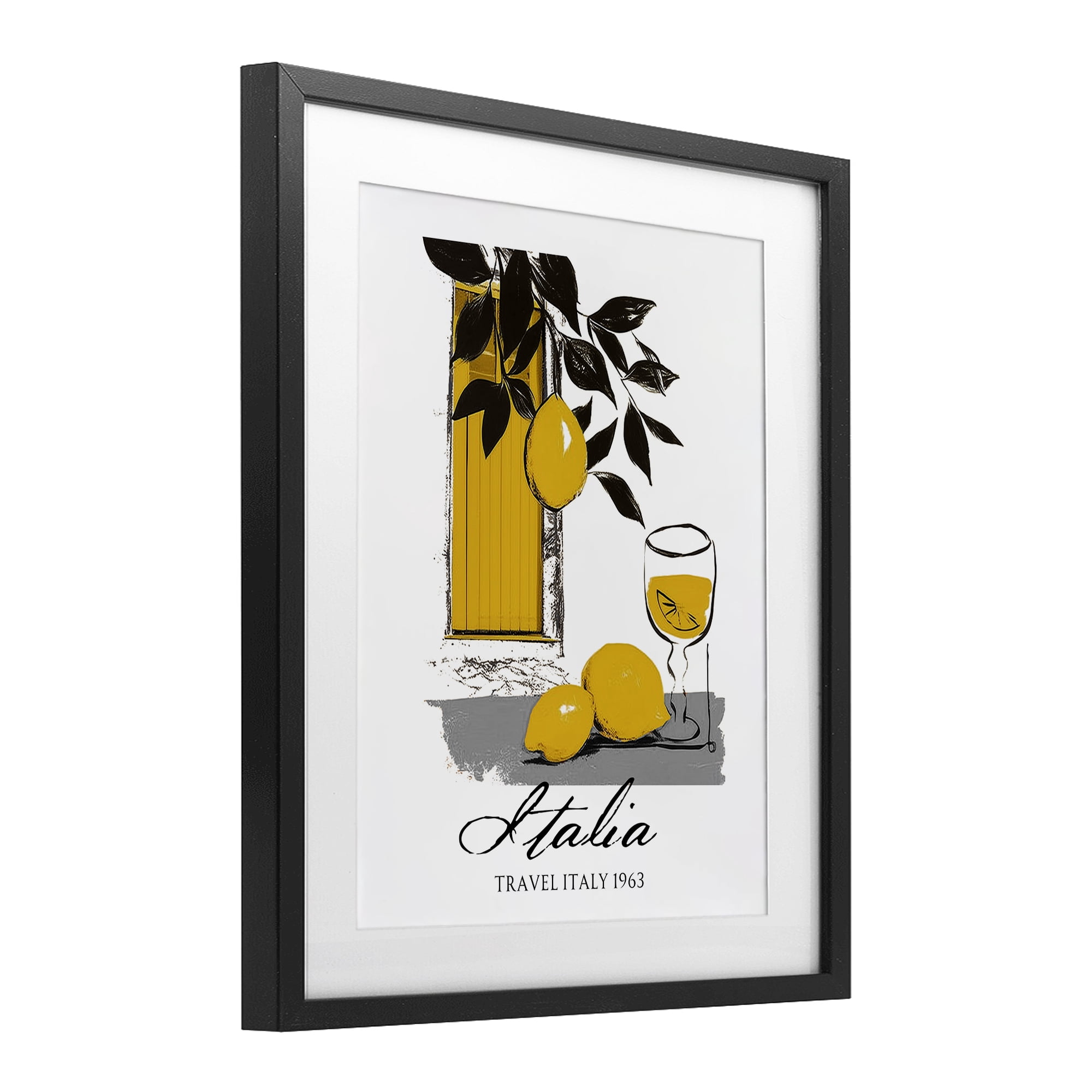 Stupell Industries Travel Italia Lemons Black Framed Print Under Glass, design by Annabelle Hall
