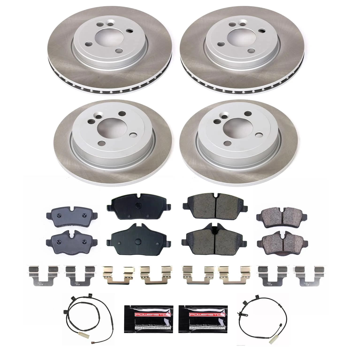 PowerStop Front and Rear Semi-Coated Rotor and Low-Dust Ceramic Brake Pad Kit SC6740
