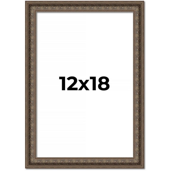 12x18 Ornate Brown Real Wood Picture Frame Width 1.5 Inches | Interior Frame Depth 0.5 Inches |