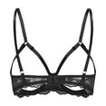 thumbnail image 3 of khonts Demi Cup Support Bras for Women Lace See Through Lingerie Push up Bra Underwire Hollow out Bralettes Black XL, 3 of 4