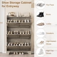 thumbnail image 4 of TROPOW Shoe Storage Cabinet with 3 Flip Drawers, Freestanding Shoe Organizer Storage for Entryway with 2 Side Hooks, Farmhouse Hidden Slim Narrow Shoe Rack Cabinet, 4 of 8