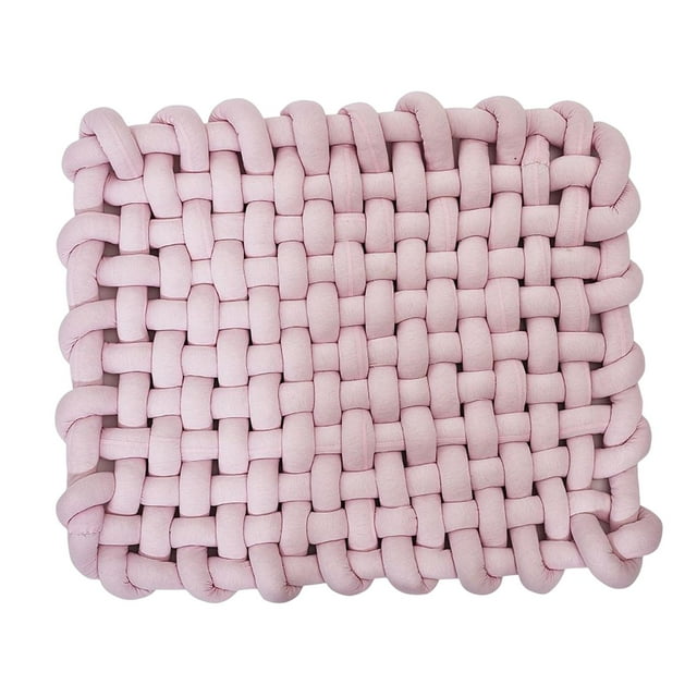 Manta de punto hecha a mano, cálida, gruesa, acogedora, decorativa, suave, de ganchillo rosa