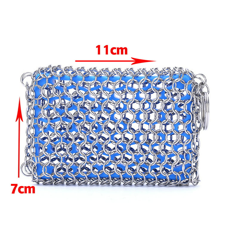 Xmmswdla Cast Iron Scrubber, Upgraded Chainmail Scrubber for Cast Iron Pan - Chain Mail Scrubber Cast Iron Sponge - Metal Scrubber Cast Iron Cleaner