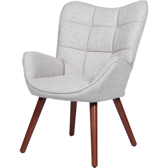 Modern Upholstered Chairs for Dining Table, Mid Century Kitchen Chairs with Oak Wood Legs, Farmhouse High Back Dinning Chair for Kitchen, Dining Room, Living Room, Restaurant, Coffee Shop
