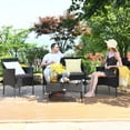 thumbnail image 5 of Costway 4PCS Patio Rattan Furniture Set Cushioned Sofa Coffee Table Backyard Grey, 5 of 10