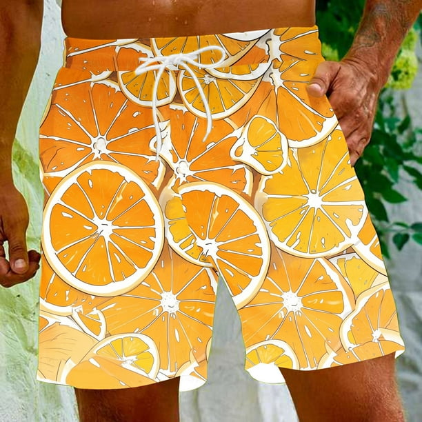 Puntoco Shorts De Playa Para Hombre Con Bolsillos Con Cordon Shorts Estampados Naranja Xxxxl Pantalones Cortos Hombre Bodega Aurrera en linea