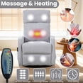 thumbnail image 6 of Rocker Recliner with Massage and Heat, Legahome Velvet 360°Swivel Rocking Recliner, Small Rocker Recliner with Side Pockets for Small Space, Rocking Chair for Nursery Home Theater, Gray, 6 of 10