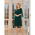 thumbnail image 3 of Womens Chiffon Dresses Flutter Sleeve Party Wedding Cocktail Dress Dark Green M, 3 of 5