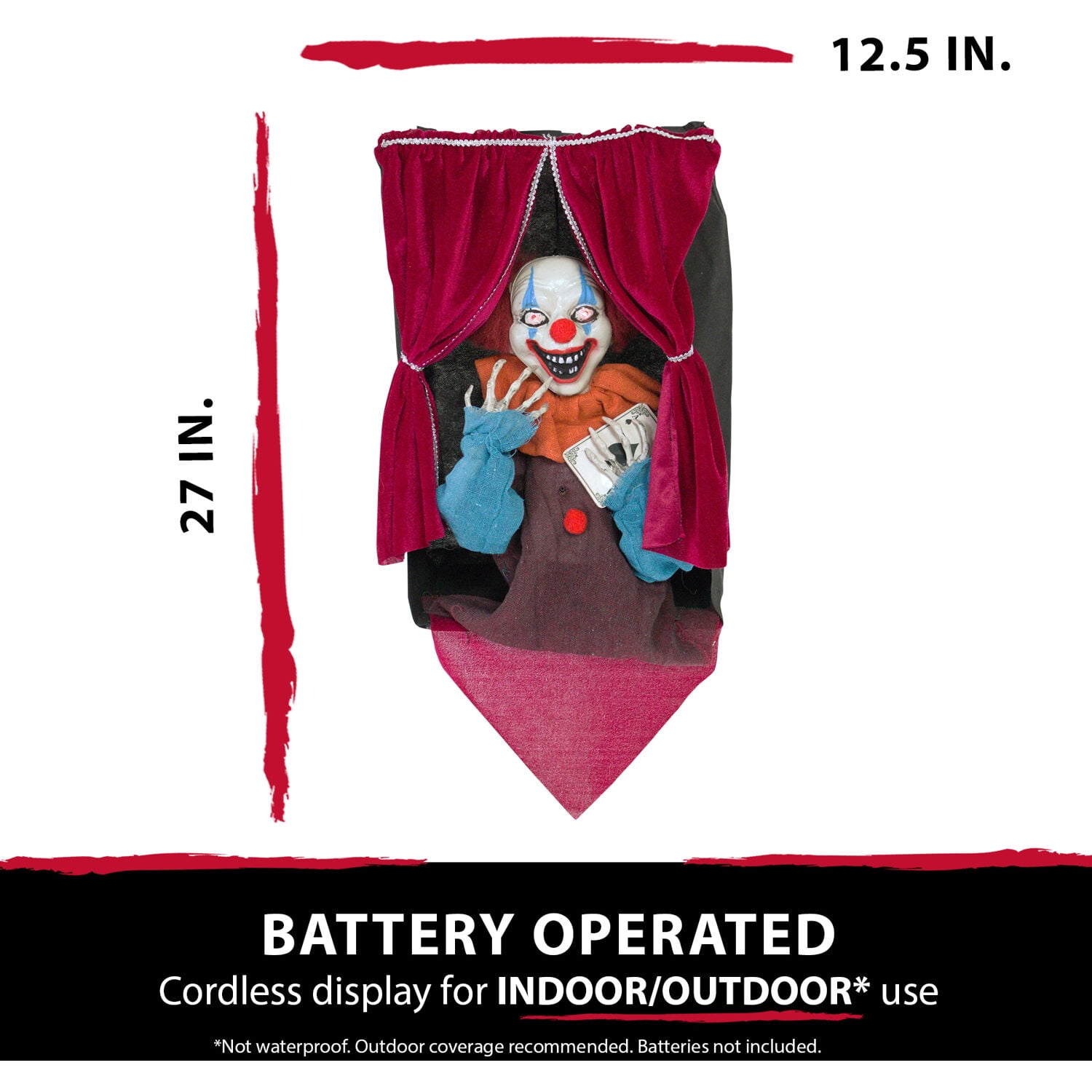 Haunted Hill Farm Animatronic Clown Indoor/Outdoor Halloween Decoration, 2.3 lbs.