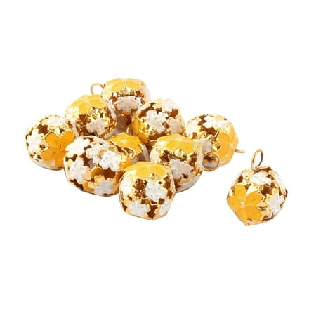 Hollow Tube Metal - Unique Bargains Metal Hollow Out Design Christmas Tree Decor Bell Yellow 10 Pcs