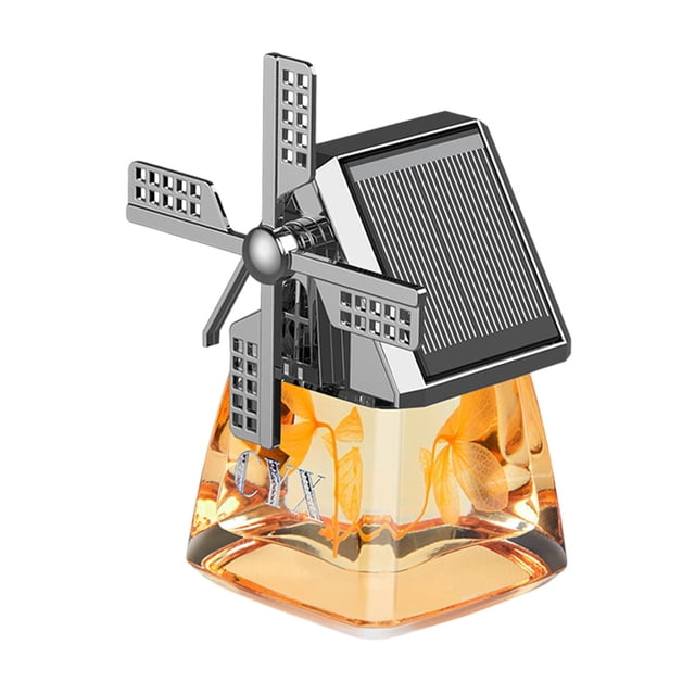 Lipstore Car Air Freshener House with Windmill Ornament Smooth Surfaces Solar Powered Yellow