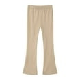 thumbnail image 5 of Zshosam Girls Fleece Pants Girls Stretch Bell Bottoms Flare Pants Little Kid Ruffle Bootcut Leggings Size 13T 14T,(Khaki 13-14 Years), 5 of 5