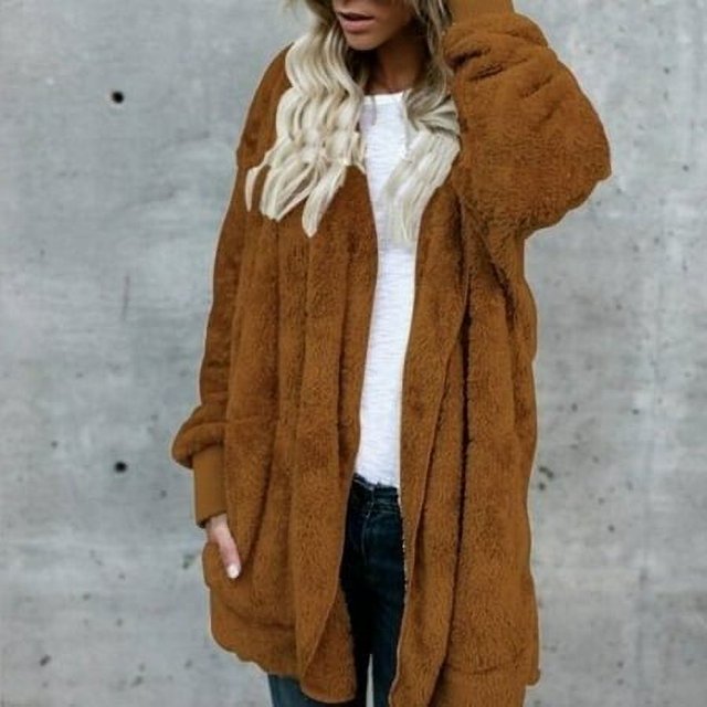 MKLEKYY Women Leather Jacket Women's Two Way Wear Longline Jacket Warm Open Cardigan with Pockets